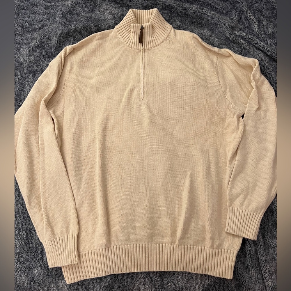 Brandy Melville Beige Quarter Zip-Up Sweater